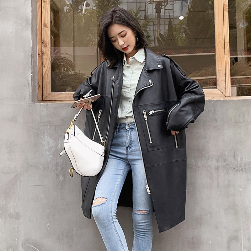 Faux Leather Coat Streetwear