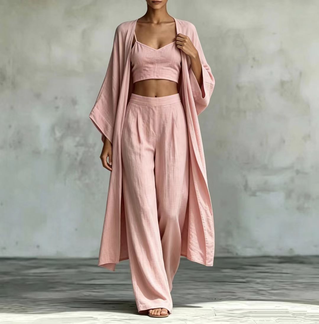 High waist wide leg pants set