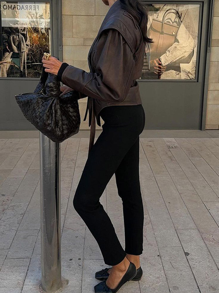 Strap up short long sleeved jacket
