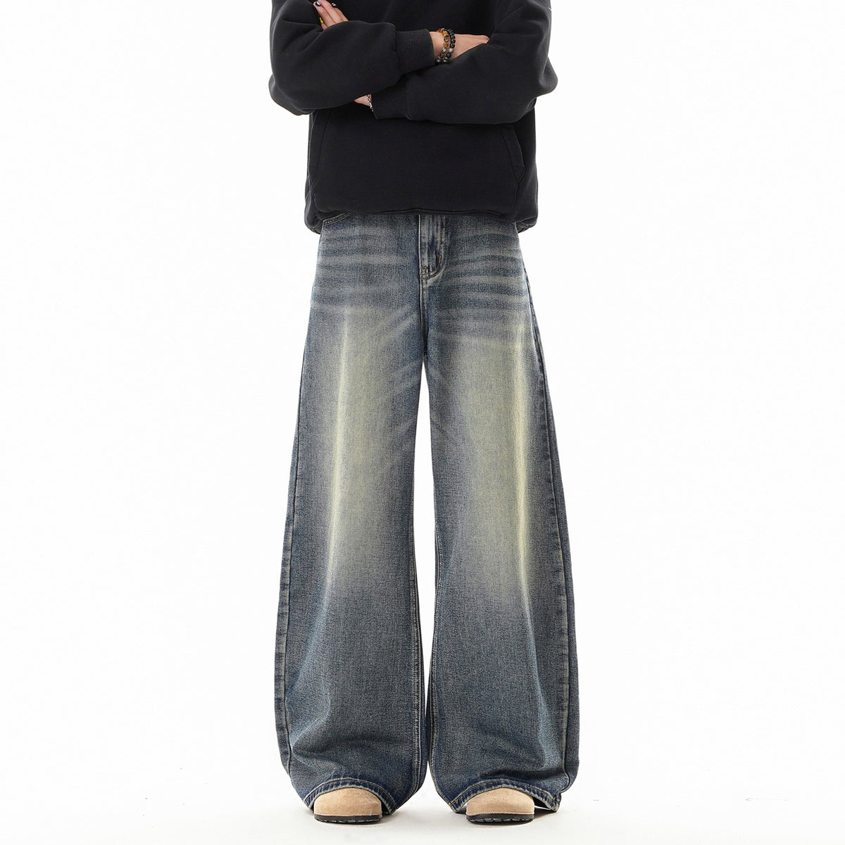Knife-Edge Denim Pants Men