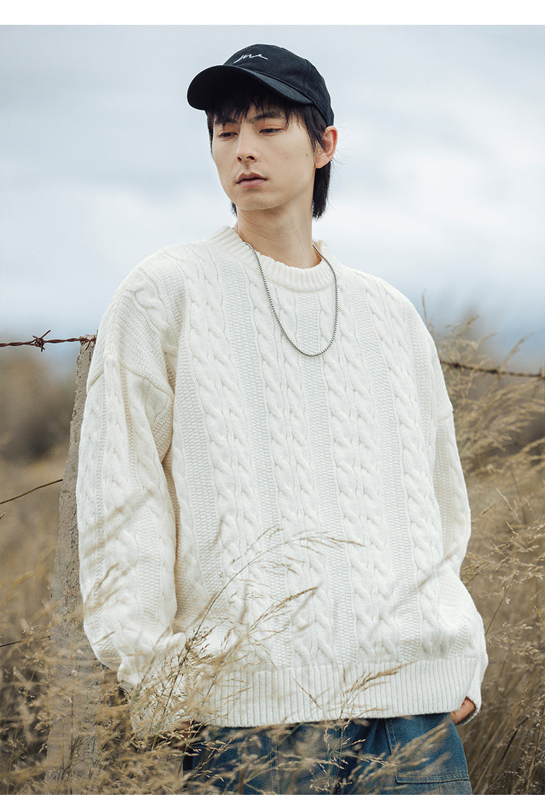Round neck loose sweater for men