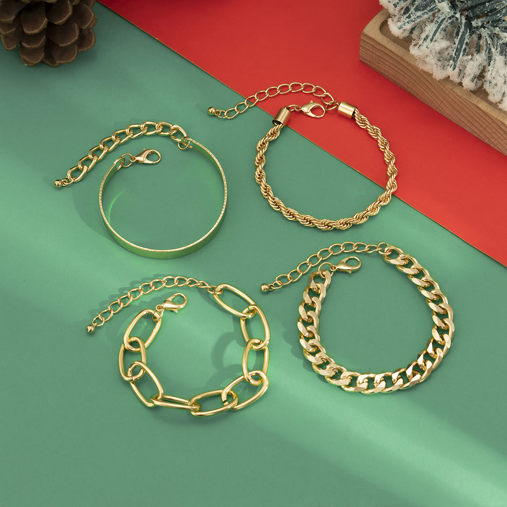 Stacked Metal Smooth Bracelet for Women