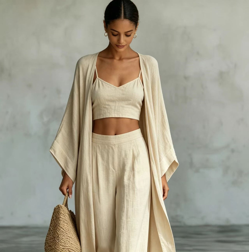 High waist wide leg pants set