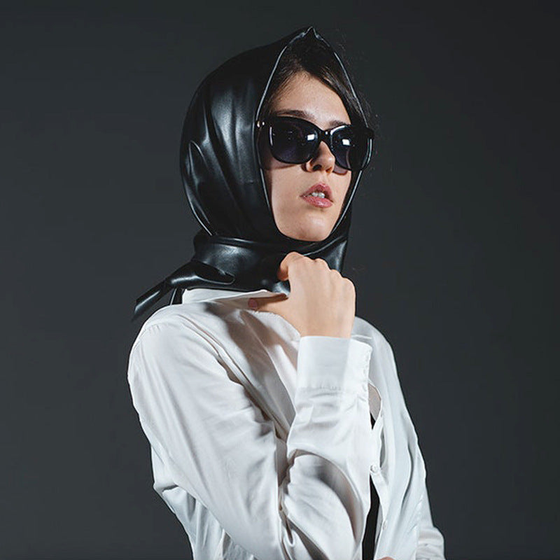 Artificial leather triangle scarf