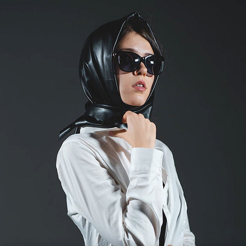 Artificial leather triangle scarf