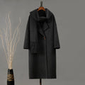 Single Button Long Sleeve Overcoat With Scarf