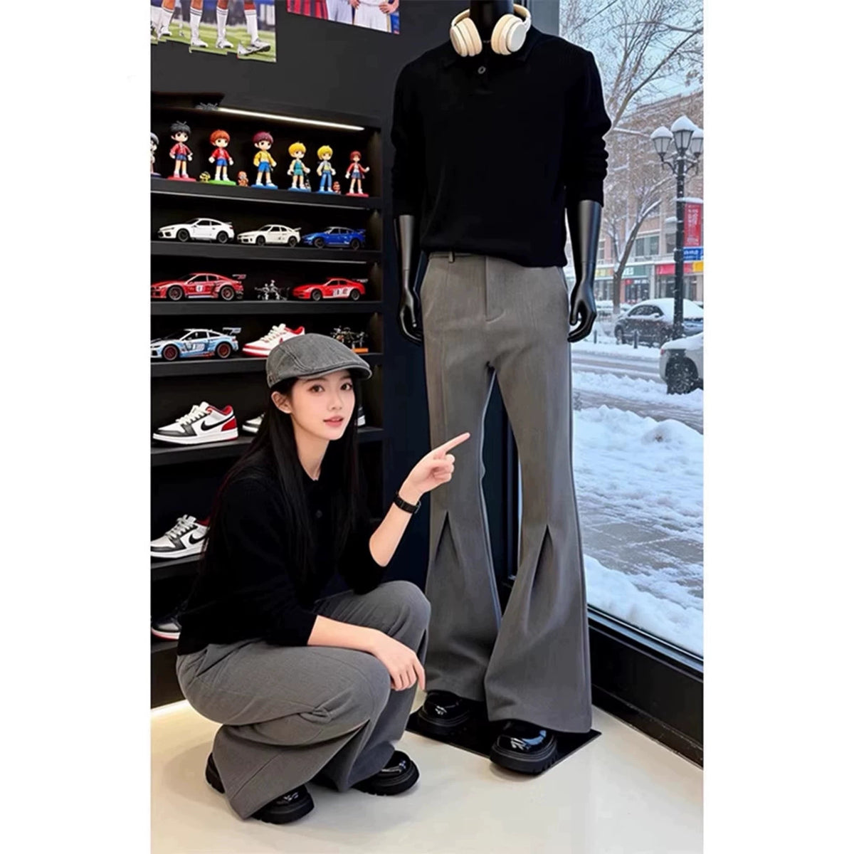 Classic Gray Pleated pants for Men