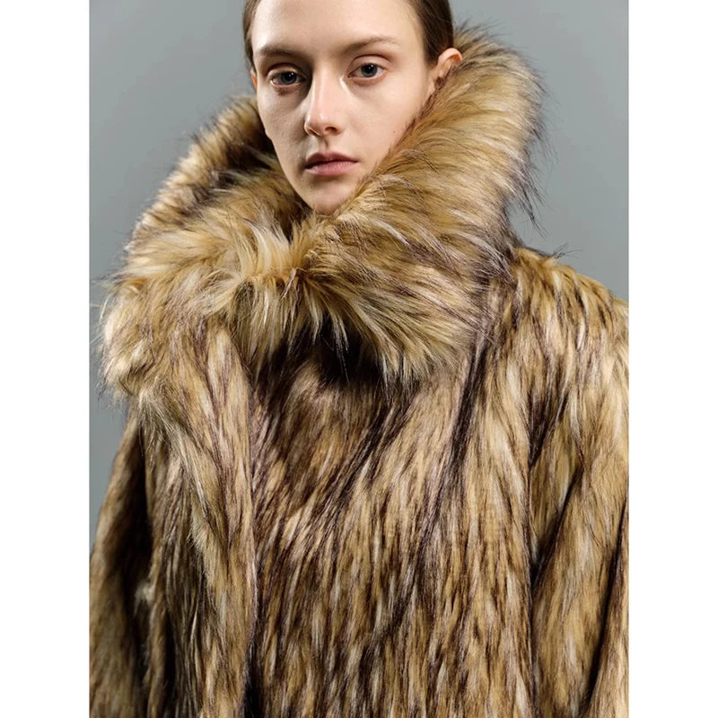 Unisex big fur coat
