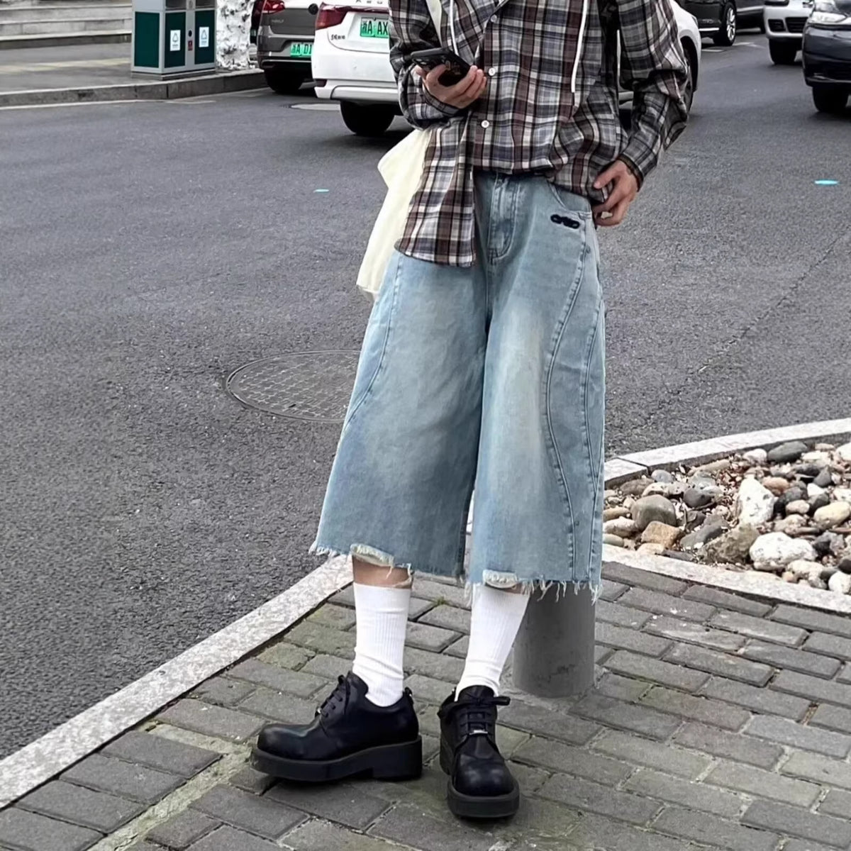 Vintage Retro Denim Shorts for Men