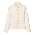 Elegant satin waistband buckle jacket