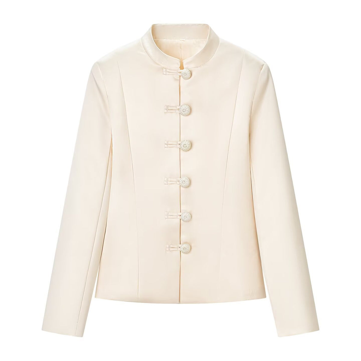 Elegant satin waistband buckle jacket