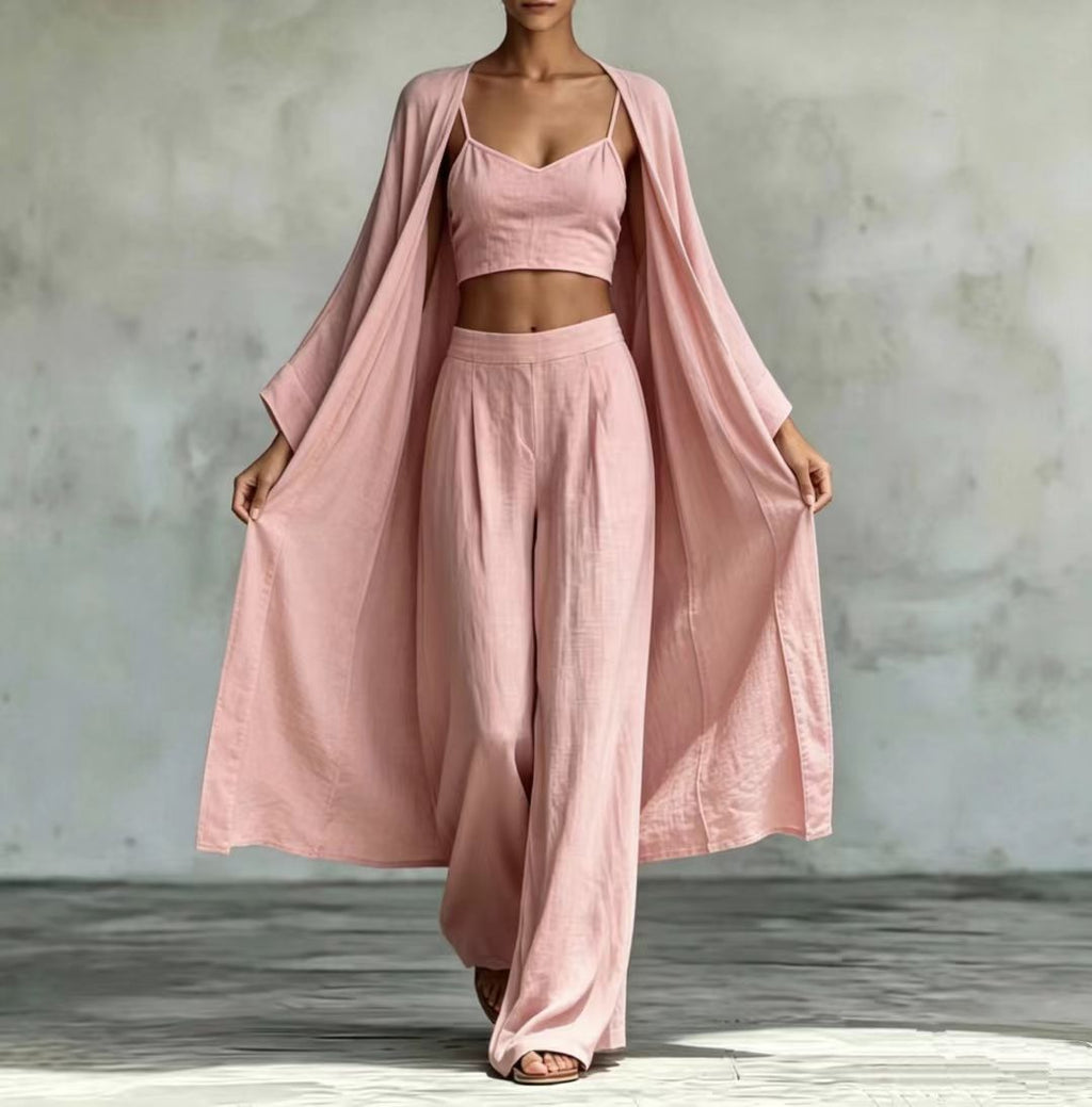 High waist wide leg pants set