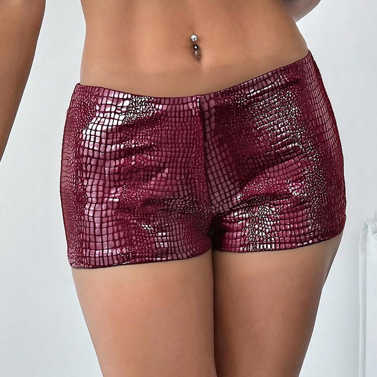 Low waist leather shorts