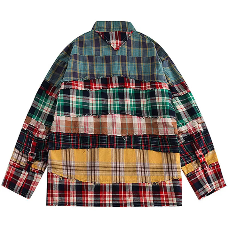 Broken Patchwork Plaid Shirts