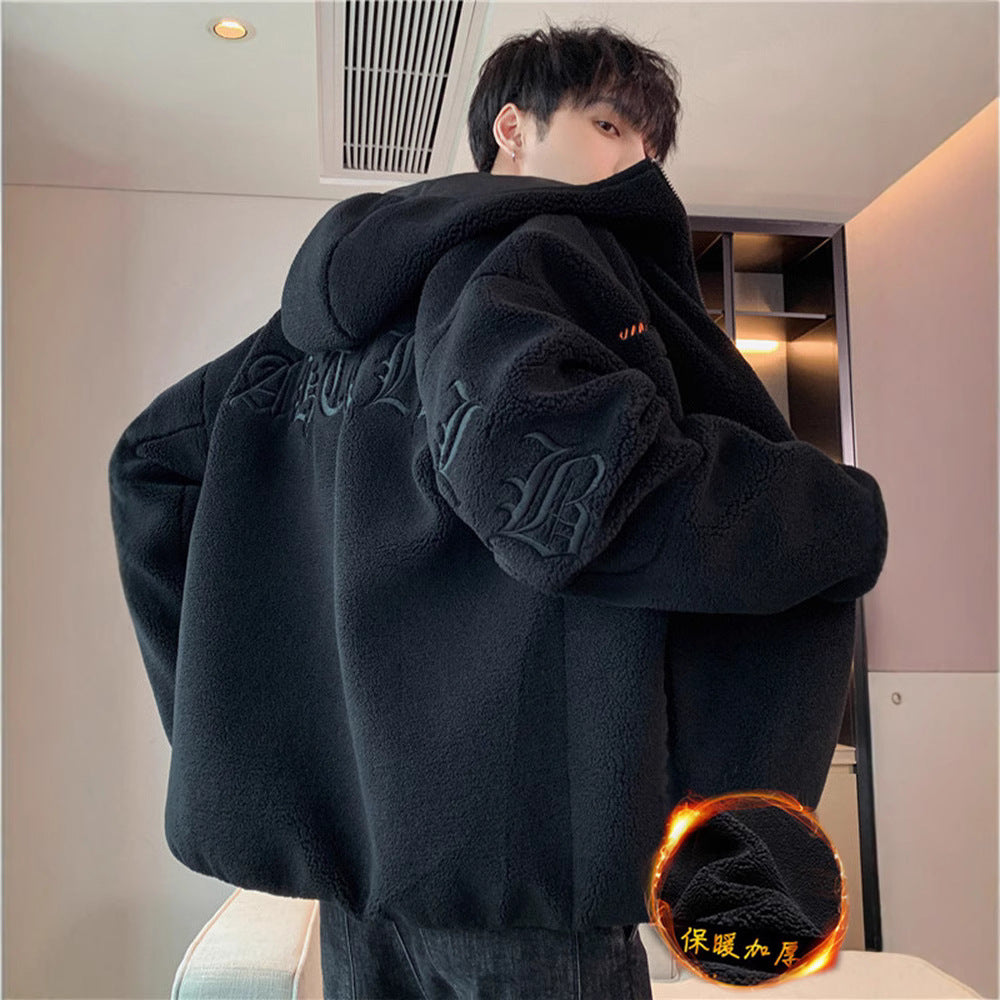 Lamb plush cotton jacket for men