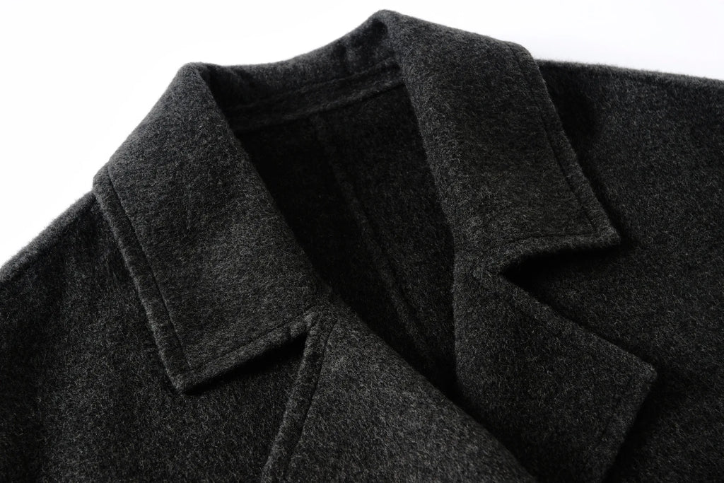 Single Button Long Sleeve Overcoat With Scarf