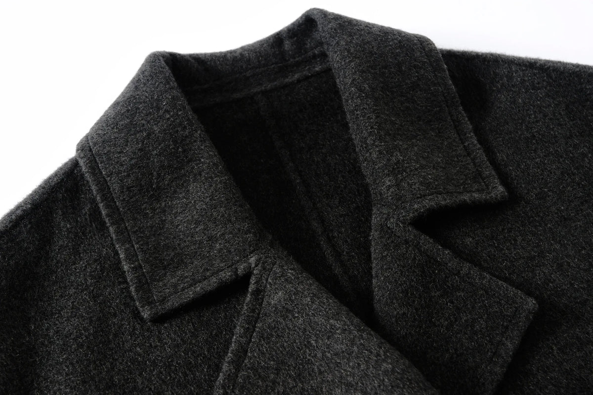 Single Button Long Sleeve Overcoat With Scarf