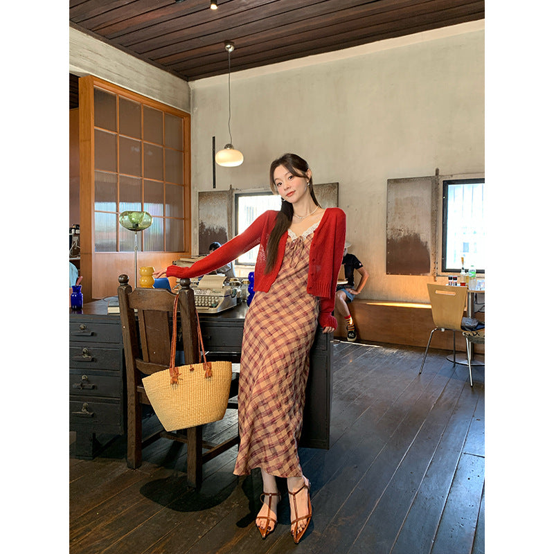Plaid camisole dress for women