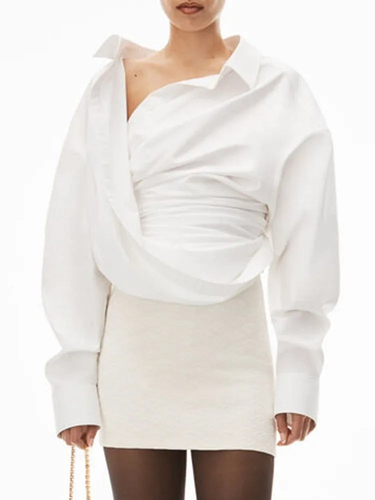 Long Sleeve Irregular Designer Blouses