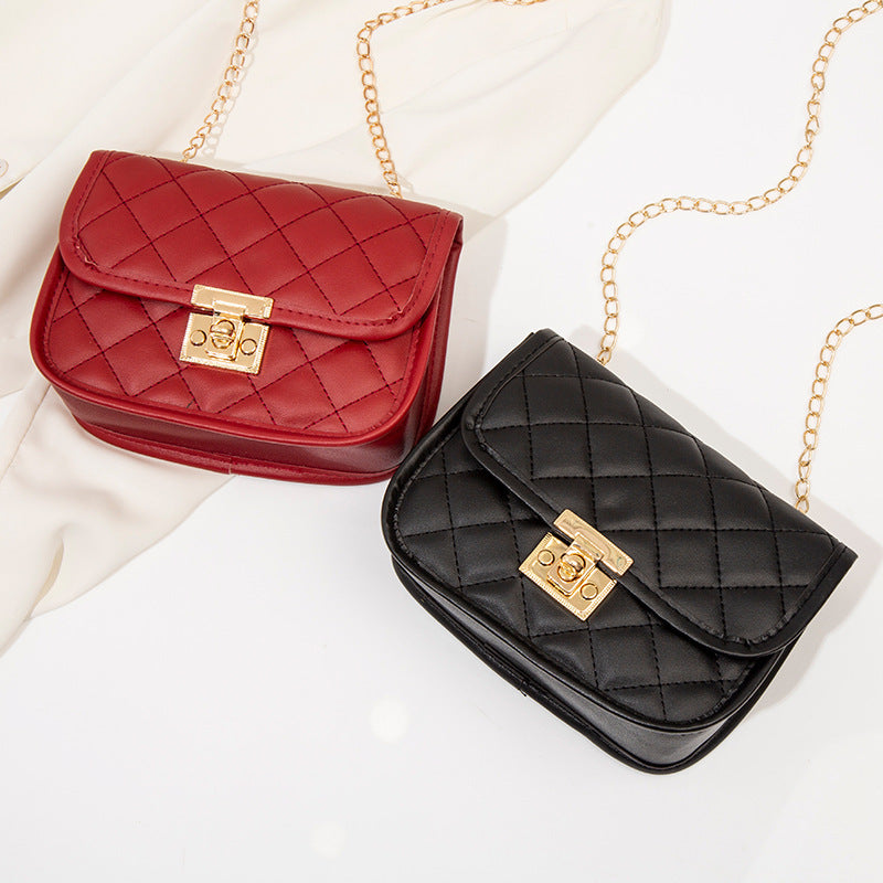 Embroidered diamond grid women's bag