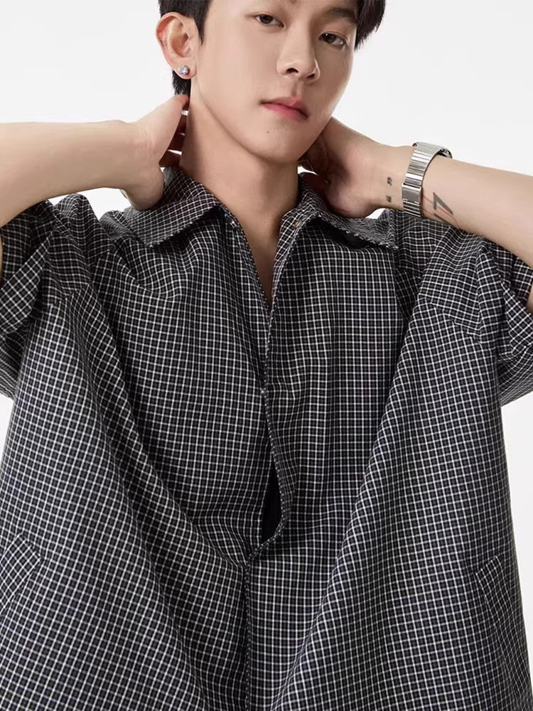 Checkered Short Sleeve Shirt for Men