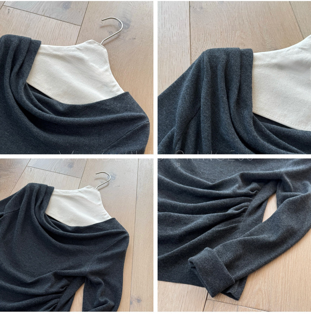 Elastic Wool Off-Shoulder Top