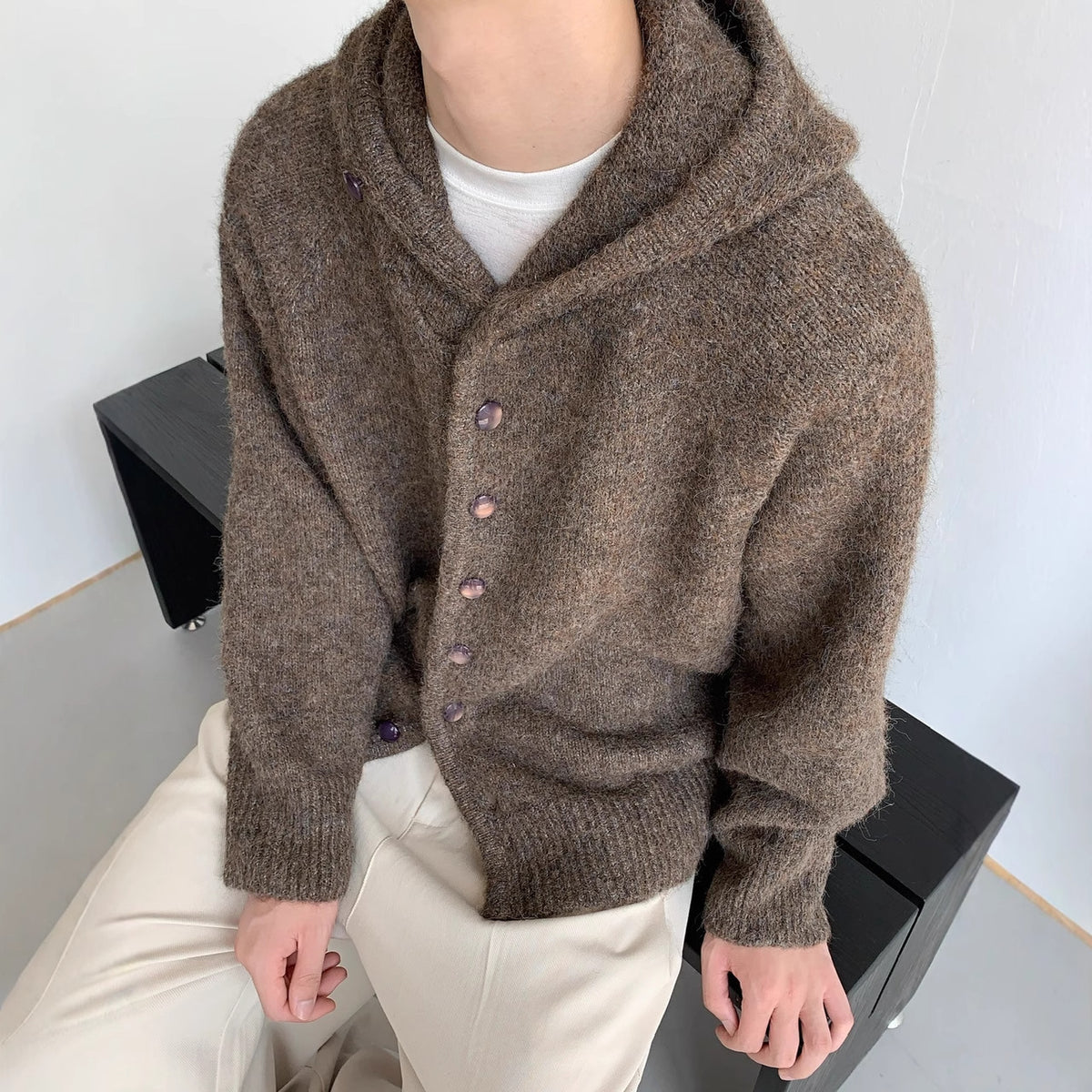 Thick Hooded Cardigan Sweater