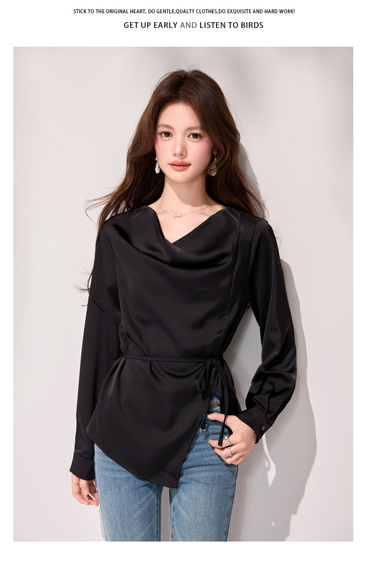 Ruffle Neck Chiffon Blouse