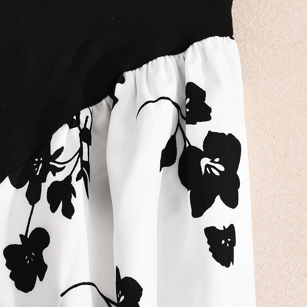 Backless contrasting printed dress