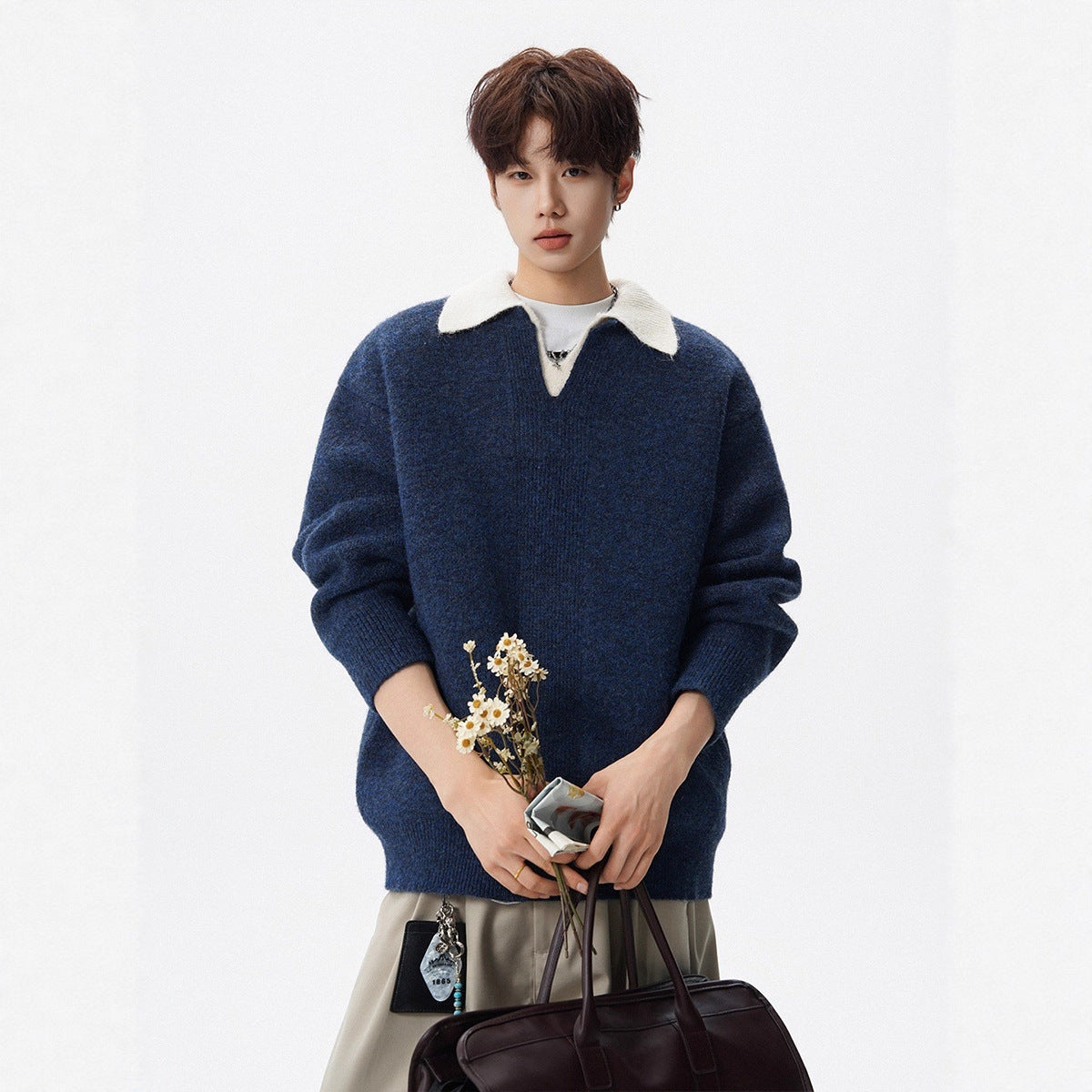 Turn-Down Collar Sweater for Men