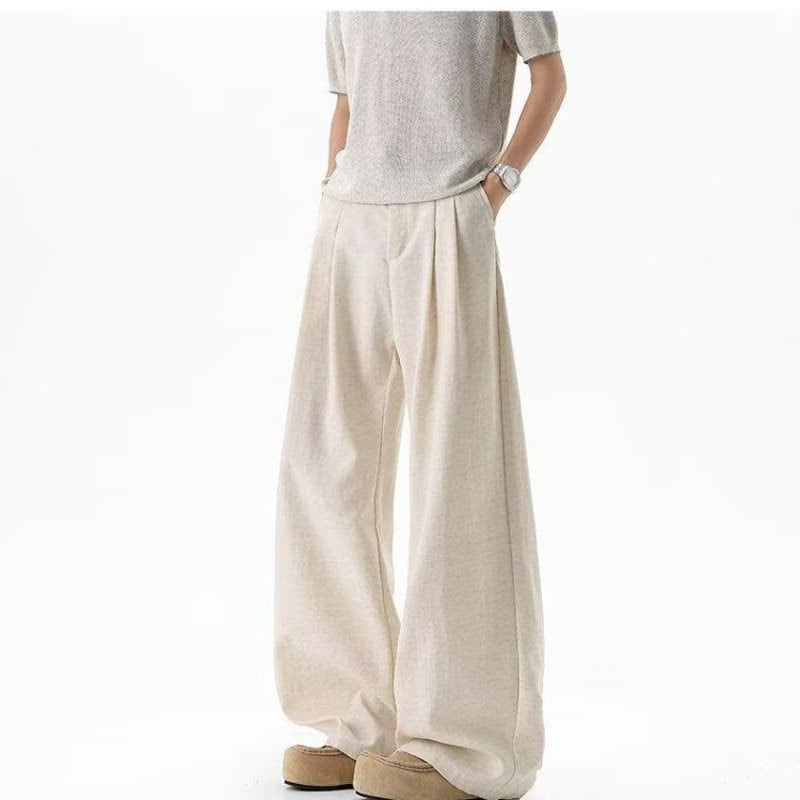Linen-Like Wrinkled Wide-Leg pants for Men
