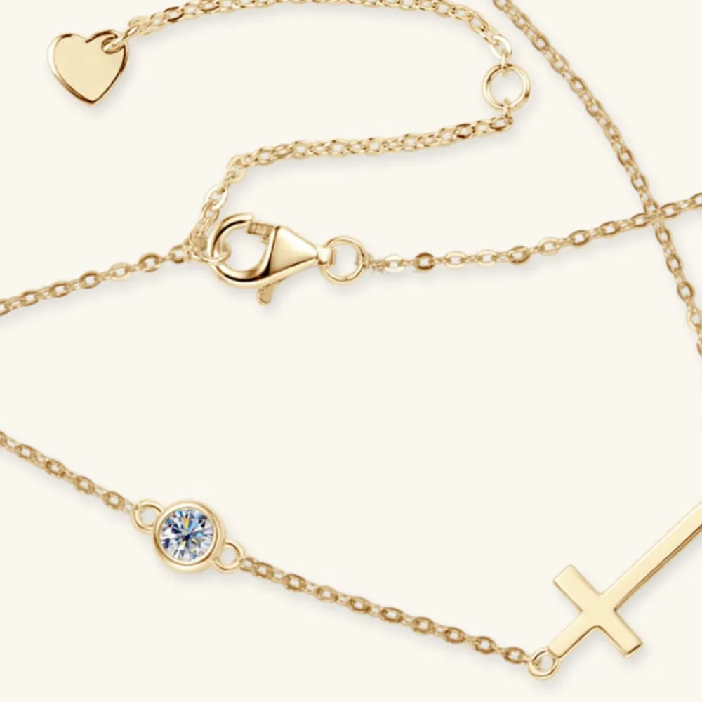 Cross 925 Sterling Silver Moissanite Necklace