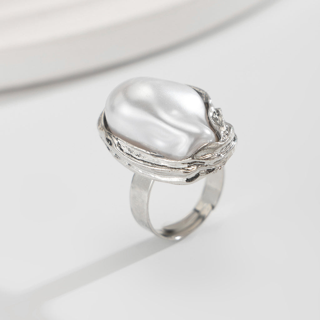 New Baroque inlaid irregular pearl rings