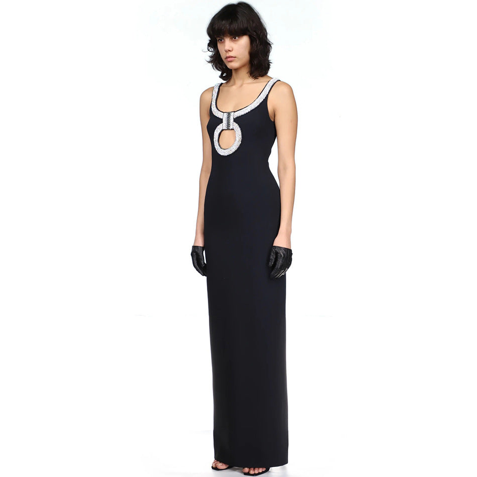 Womens Black Sleeveless Sling Dress