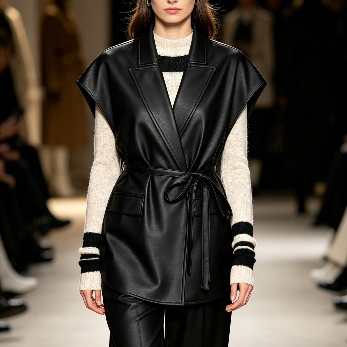 Sleeveless leather vest jacket