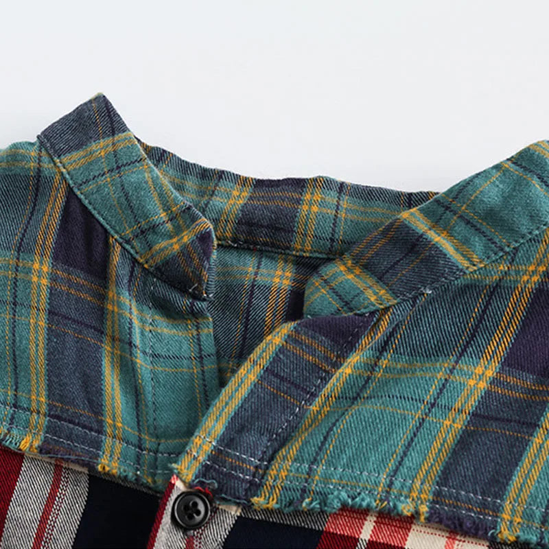 Broken Patchwork Plaid Shirts