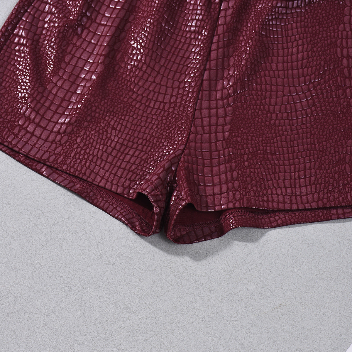 Low waist leather shorts