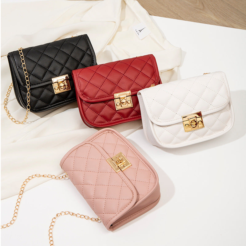 Embroidered diamond grid women's bag