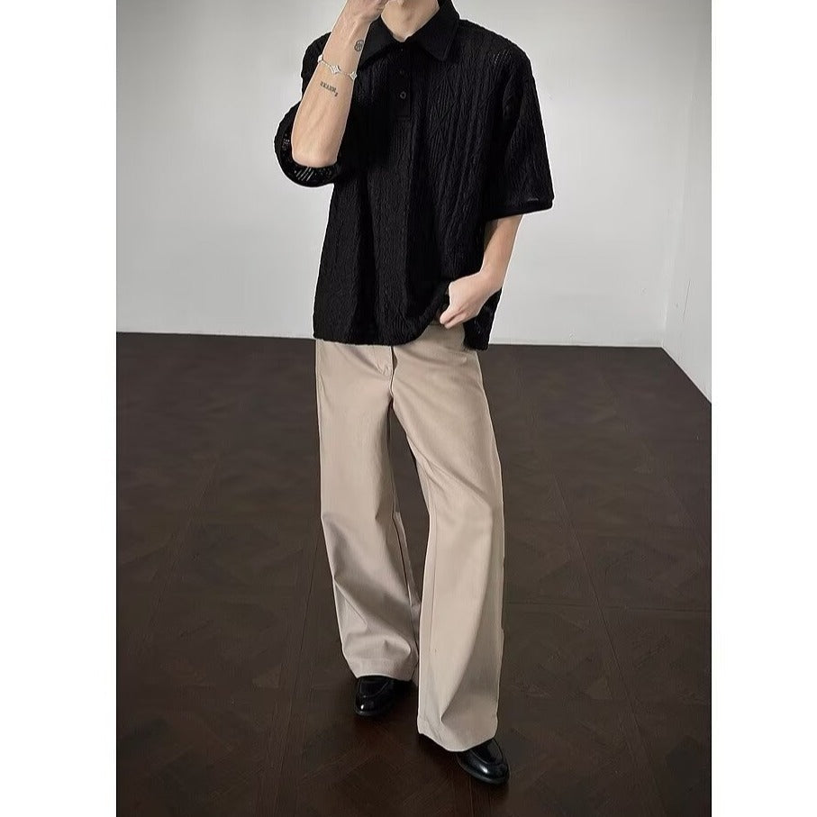 Hollow-out knitted T-shirt for men