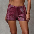 Low waist leather shorts