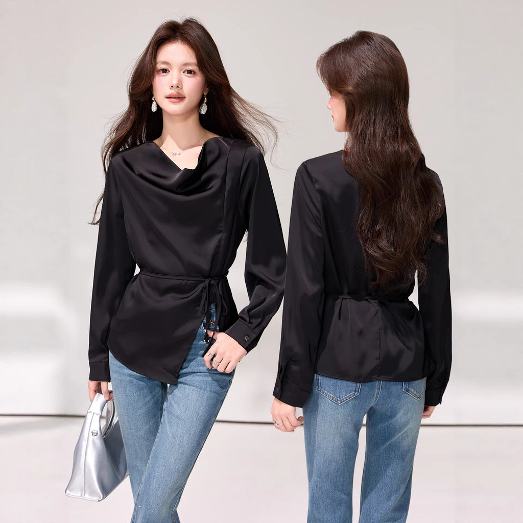 Ruffle Neck Chiffon Blouse