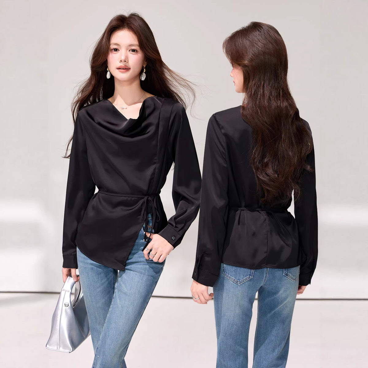 Ruffle Neck Chiffon Blouse