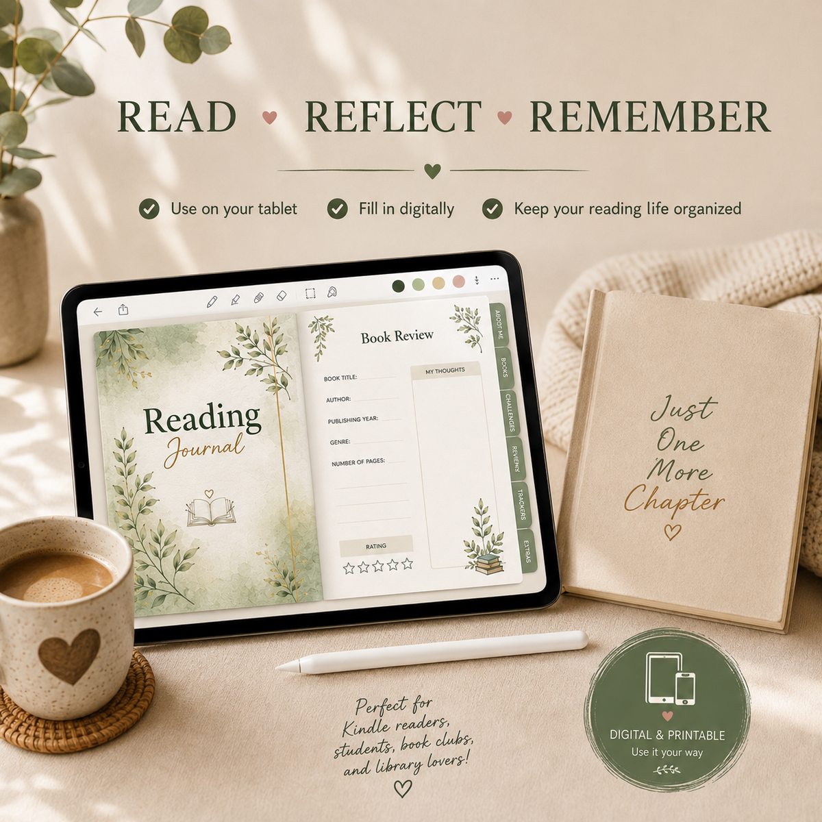 Reading journal printable book tracker