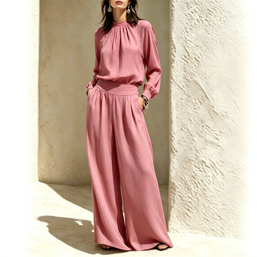 Long Sleeve Stand-up Collar Loose Fit Set