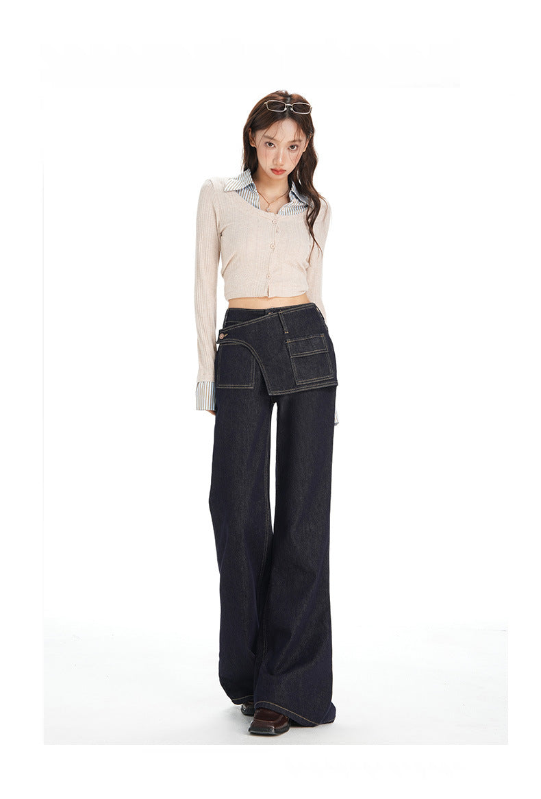 Deep Blue Wide-Leg Jeans