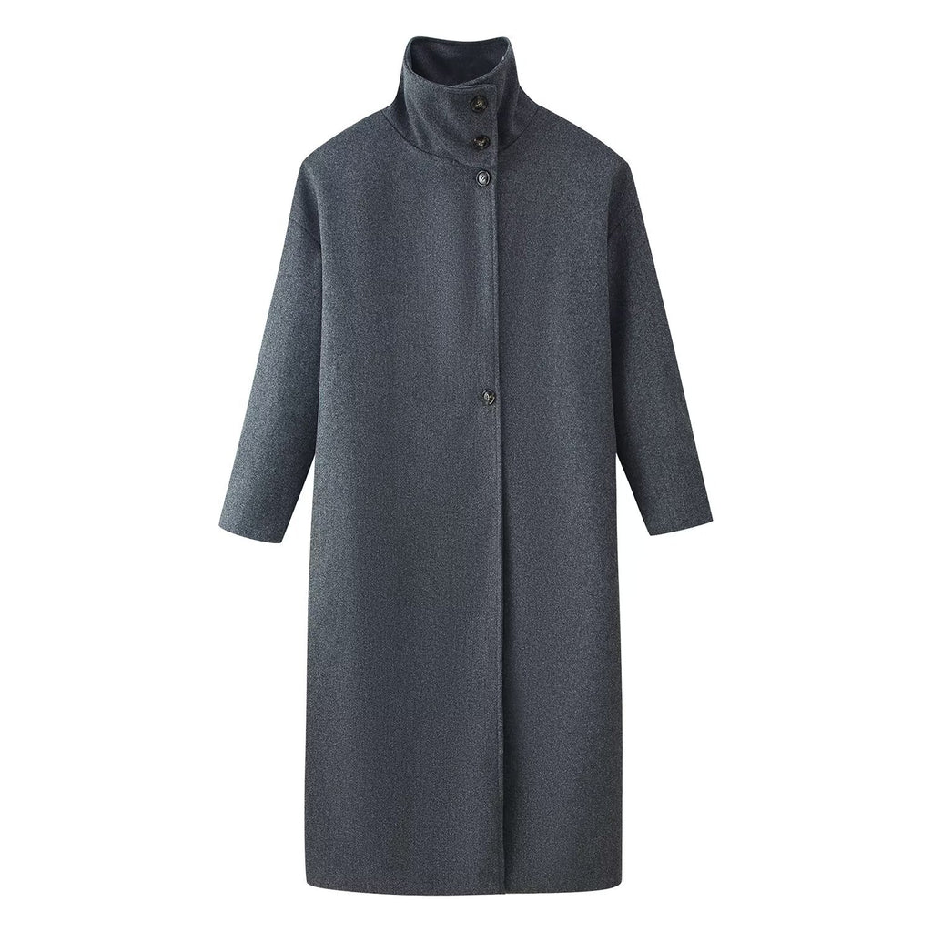Loose long woolen coat jacket