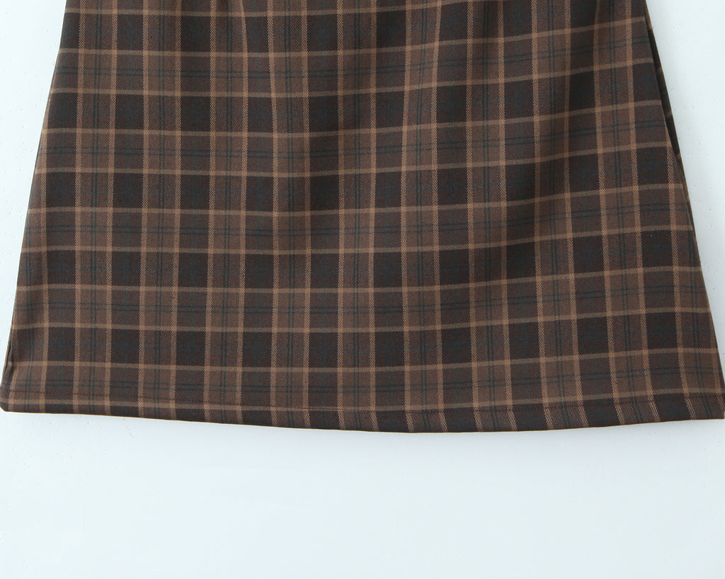 Checkered printed vest dress