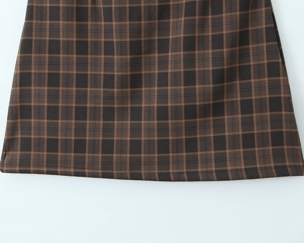 Checkered printed vest dress
