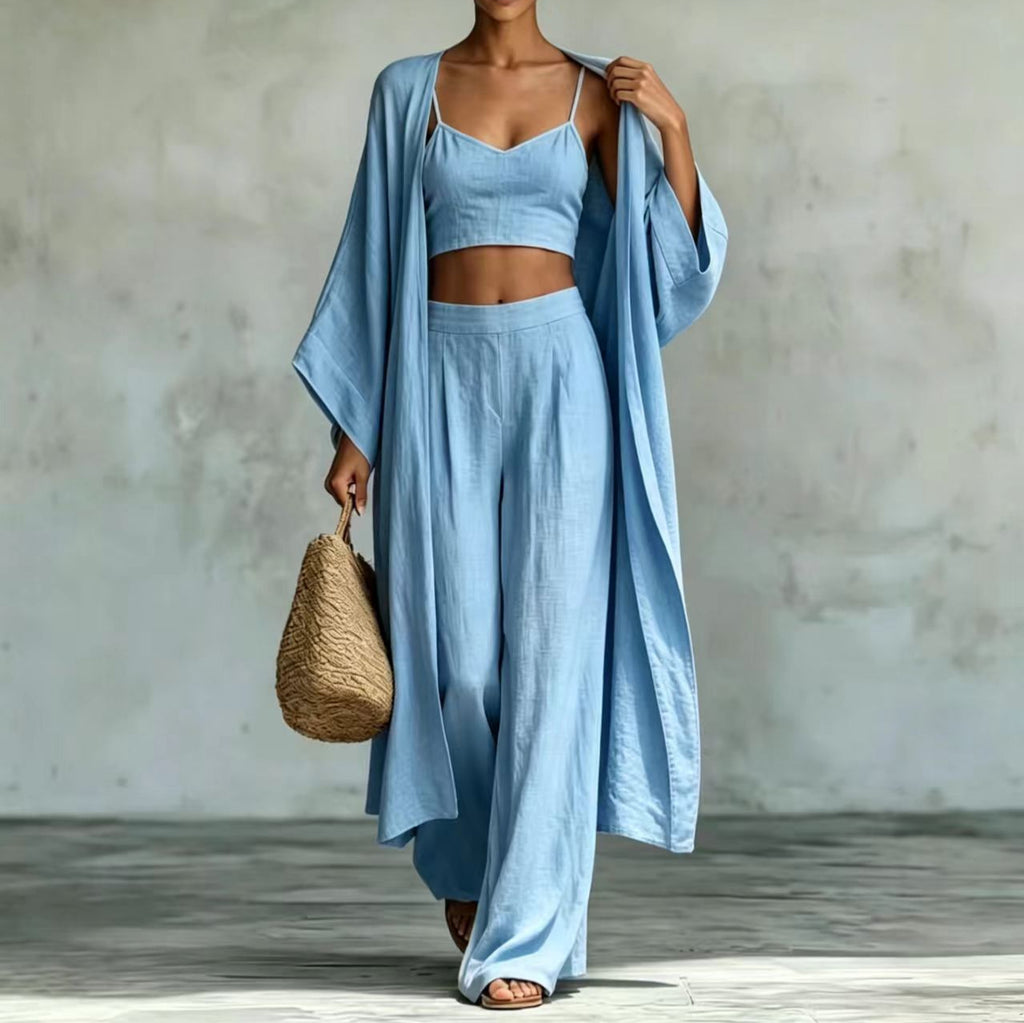 High waist wide leg pants set
