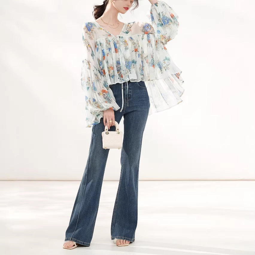 Floral Printed Silk-Like Blouse